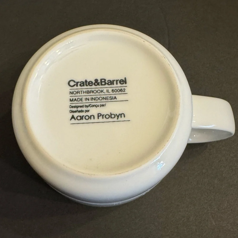 LOT of 3 Crate & Barrel by Aaron Probyn Cups Mugs Hue White Dinner 3 1/4